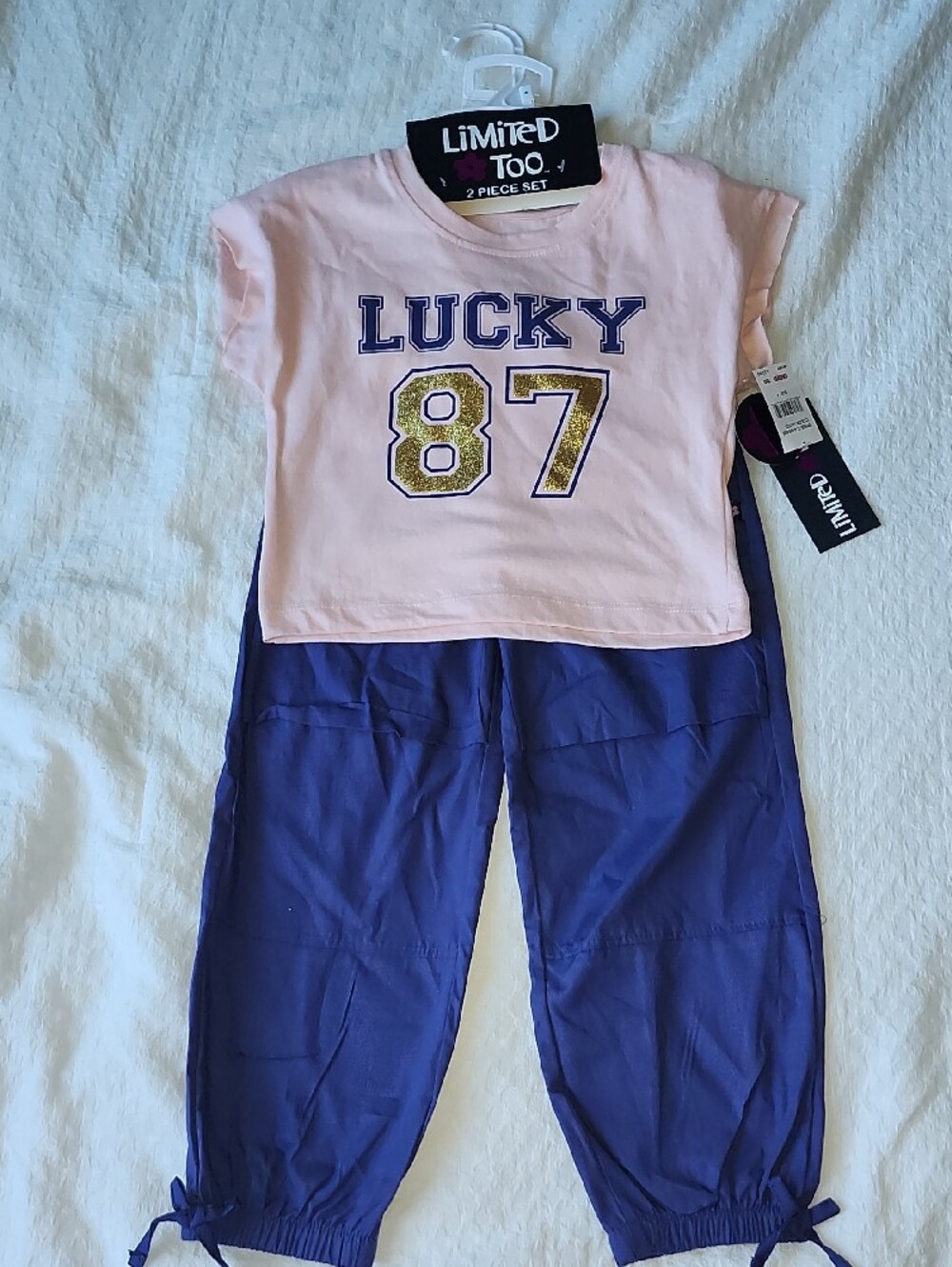 Limited Too Girls Sporty 2-Piece Set Pink Crop Top Purple Pants Size 4 - Picture 14 of 14